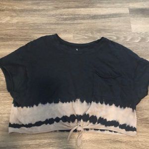 Aerie cropped black and pink tie dye top